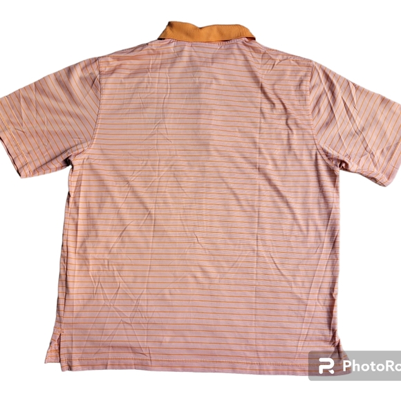 Ashworth "The Powelton Club" Men's Polyester Orange Striped Golf Polo EUC - Picture 3 of 6